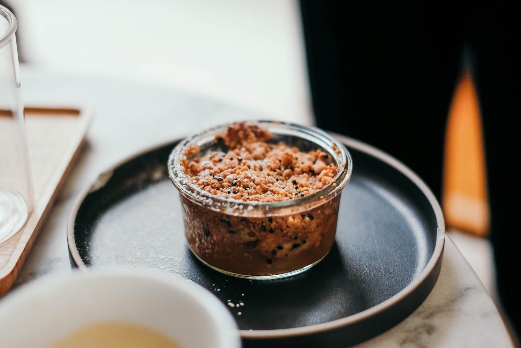 small ramekin of apple crumble