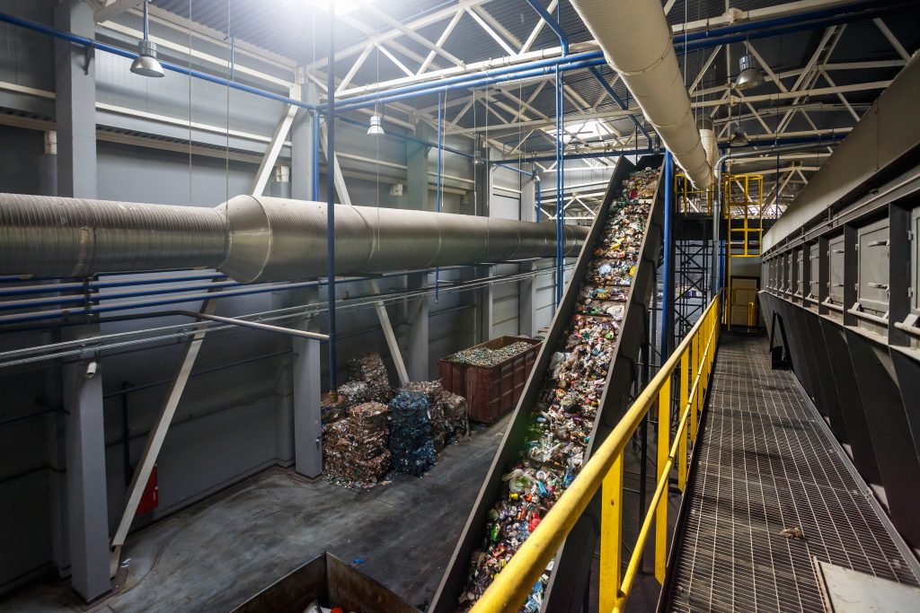 inside a recycling plant 