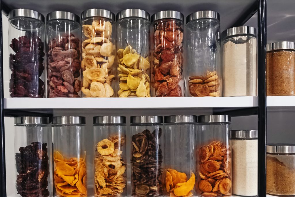 mason jars filled with dried produce