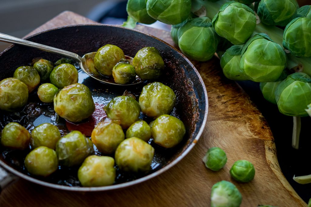 seasonal brussels sprouts in Marmite 